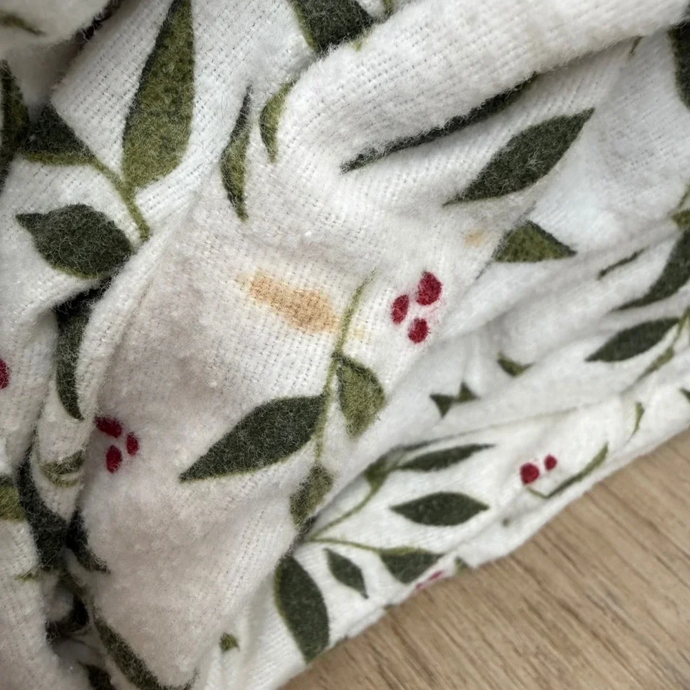 Twin Flannel Sheet Set Holiday Holly‎ Christmas Cotton Cozy Soft Winter